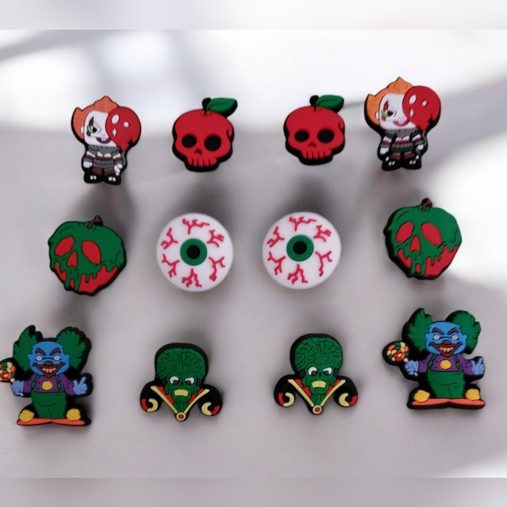 Pennywise Horror Clown Eyeball Croc Charms 12pc Creepy Set